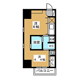 ラ・シュシュ覚王山 8階ワンルームの間取り