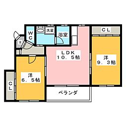 ＥＡＳＴ・ＨＩＬＬＳ東山元町 1階2LDKの間取り
