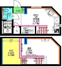 Velo JIYUGAOKA 1階ワンルームの間取り