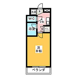 コンフィデンス本山 3階1Kの間取り