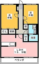 ホリーステージ城山 1階2LDKの間取り