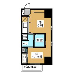 ラ・シュシュ覚王山 3階ワンルームの間取り