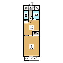 セピアハウスモエ 2階1DKの間取り