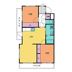 アーバンヴィラ覚王山 1階2LDKの間取り