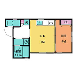 グリーンブーメラン 2階1DKの間取り