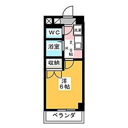 サンハイツオオイケ 1Kの間取図画像