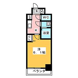 プレサンスTHEMOTOYAMA 1Kの間取図画像