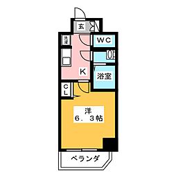 プレサンスTHEMOTOYAMA 1Kの間取図画像