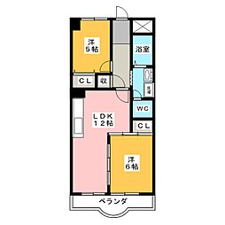 本山ヒルサイドヴィラ 2LDKの間取図画像