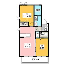 ガーデニア西崎 2LDKの間取図画像