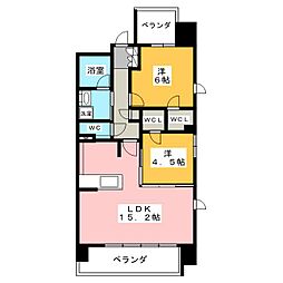 S-RESIDENCE茶屋ヶ坂EAST 2LDKの間取図画像