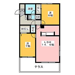 EXIAKANOKO 2LDKの間取図画像