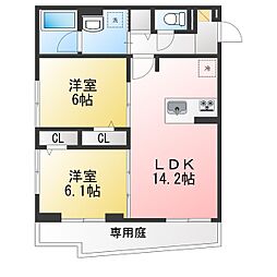 セレスティア唐山町 2LDKの間取図画像