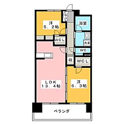 S-RESIDENCE茶屋ヶ坂EAST 2LDKの間取図画像
