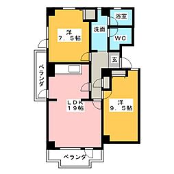 フォレスト・イン元町 2LDKの間取図画像
