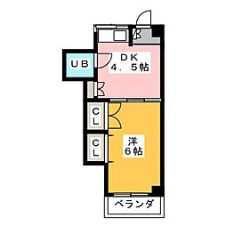 第10プロスパー城山 1DKの間取図画像