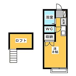 パークサイド春里 ワンルームの間取図画像