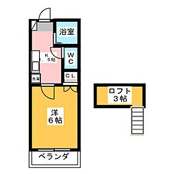 アーバニア猫洞 1Kの間取図画像