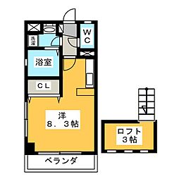 BrillanteMu-Ye ワンルームの間取図画像