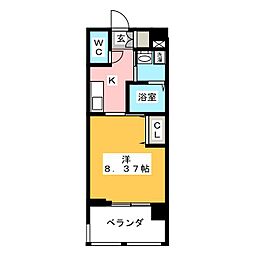 RUHEMOTOYAMA 1Kの間取図画像