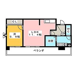 サムティレジデンス東山公園 1LDKの間取図画像