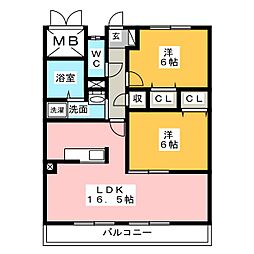 C'sハーモニー春里 2LDKの間取図画像