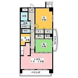イーストリバージュ 9階2SLDKの間取り