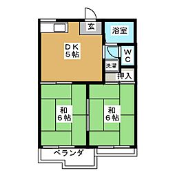 名古屋市営東山線 今池駅 徒歩9分の賃貸アパート 2階2DKの間取り
