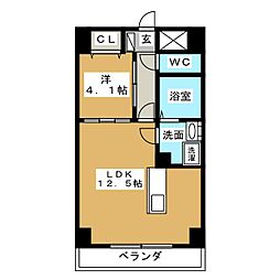 GRANDUKE新栄 5階1LDKの間取り