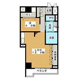 ロイヤルオーク栄セントラルプラザ 7階1LDKの間取り