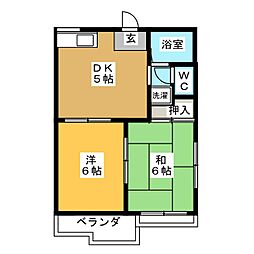 名古屋市営東山線 今池駅 徒歩9分の賃貸アパート 2階2DKの間取り