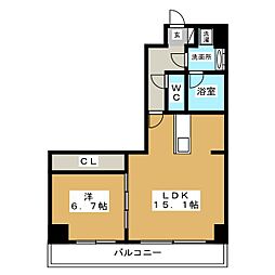 エルミタージュ新栄 10階1LDKの間取り