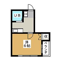 石川ビル 3階1Kの間取り