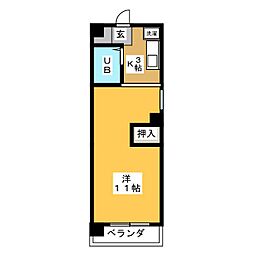 池下デューゼ 4階1Kの間取り