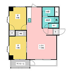 ツインクルガーデン 4階2LDKの間取り