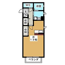 エスパインズ吹上 1階ワンルームの間取り