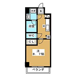 ルミノス千種 10階1Kの間取り