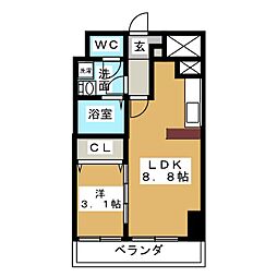 La Douceur今池 3階1LDKの間取り