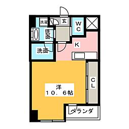 アビタシオン今池パルク 9階1Kの間取り