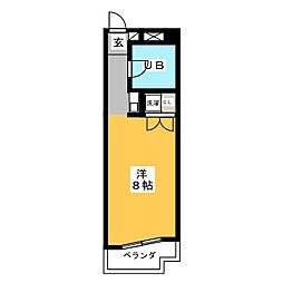 ニューシャトー 6階ワンルームの間取り