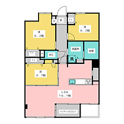 サンメールIMAIKE 3階3LDKの間取り
