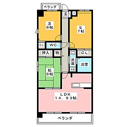 イーストリバージュ 4階2SLDKの間取り