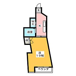 ラ・ヴィアンパレス 3階1Kの間取り