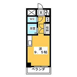 エムズビレッジ 4階ワンルームの間取り