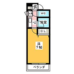 ドミール新栄 3階1Kの間取り