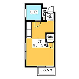 ベルナ高見 1階ワンルームの間取り