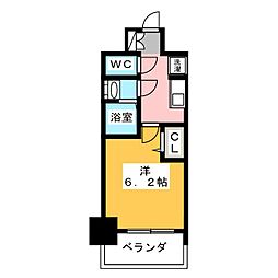 プレサンスSAKAEフロント 12階1Kの間取り