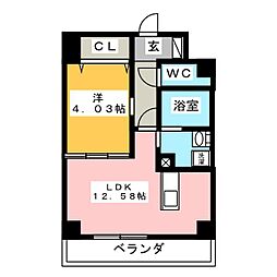 GRANDUKE代官町reverso(レベルソ) 2階1LDKの間取り