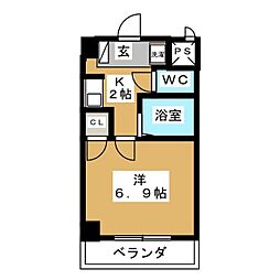クレストール住田 3階1Kの間取り