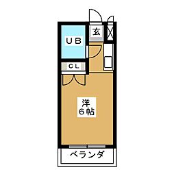 ニコル千種 1階ワンルームの間取り